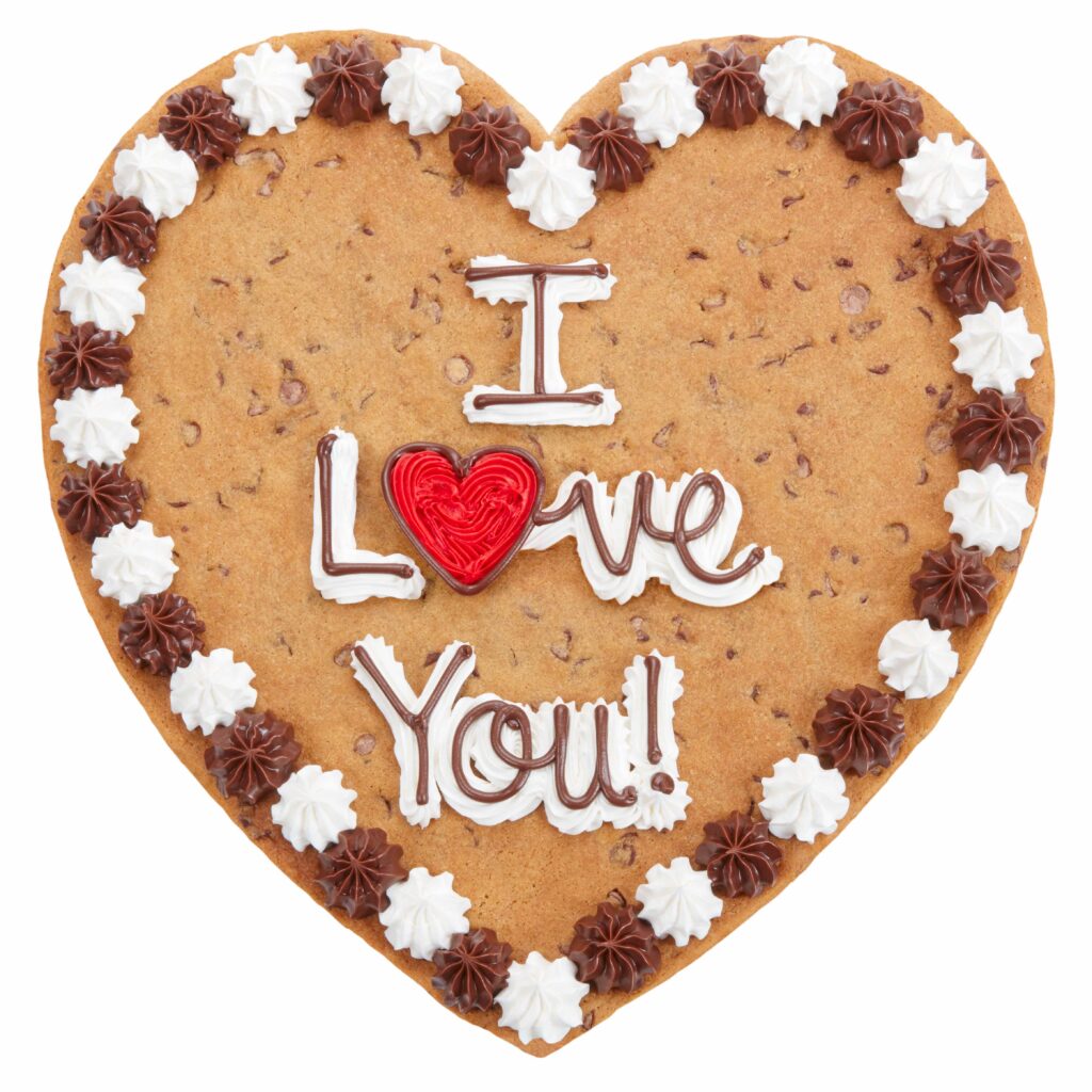 Great American Cookie Cake with I Love You icing decoration